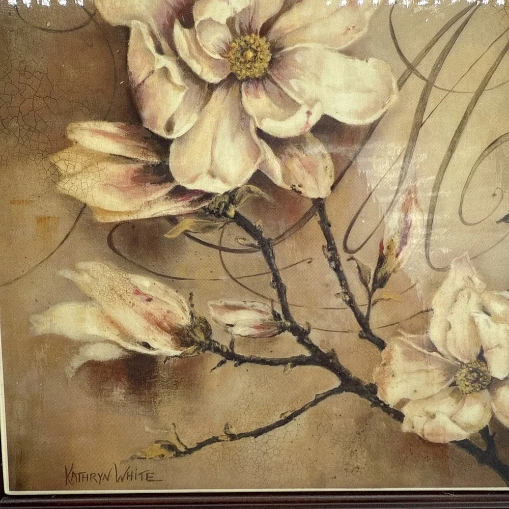 Kathryn White Wooden Jewel Box Beautiful Tri Coastal Floral Top Design